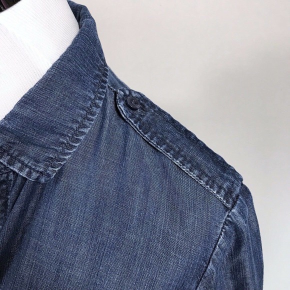 Bella Dahl Blue Tencel Chambray Button Front Top 3/4 Sleeve Shirt Size XS - Picture 8 of 11